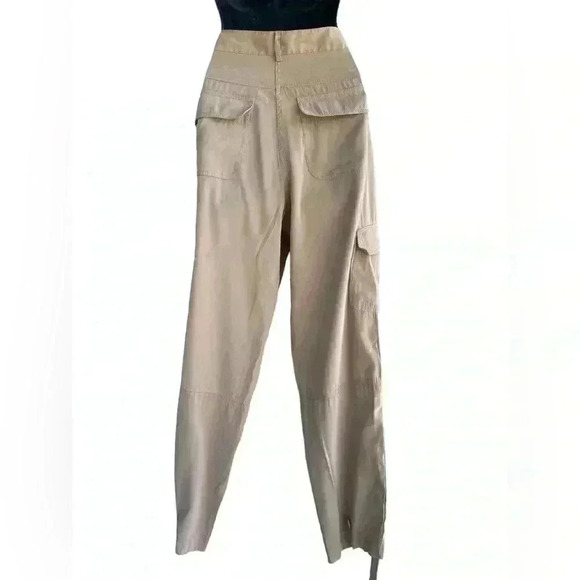 Max Studio kaki cargo pants sz M pockets button at ankle used like new. - Picture 6 of 11